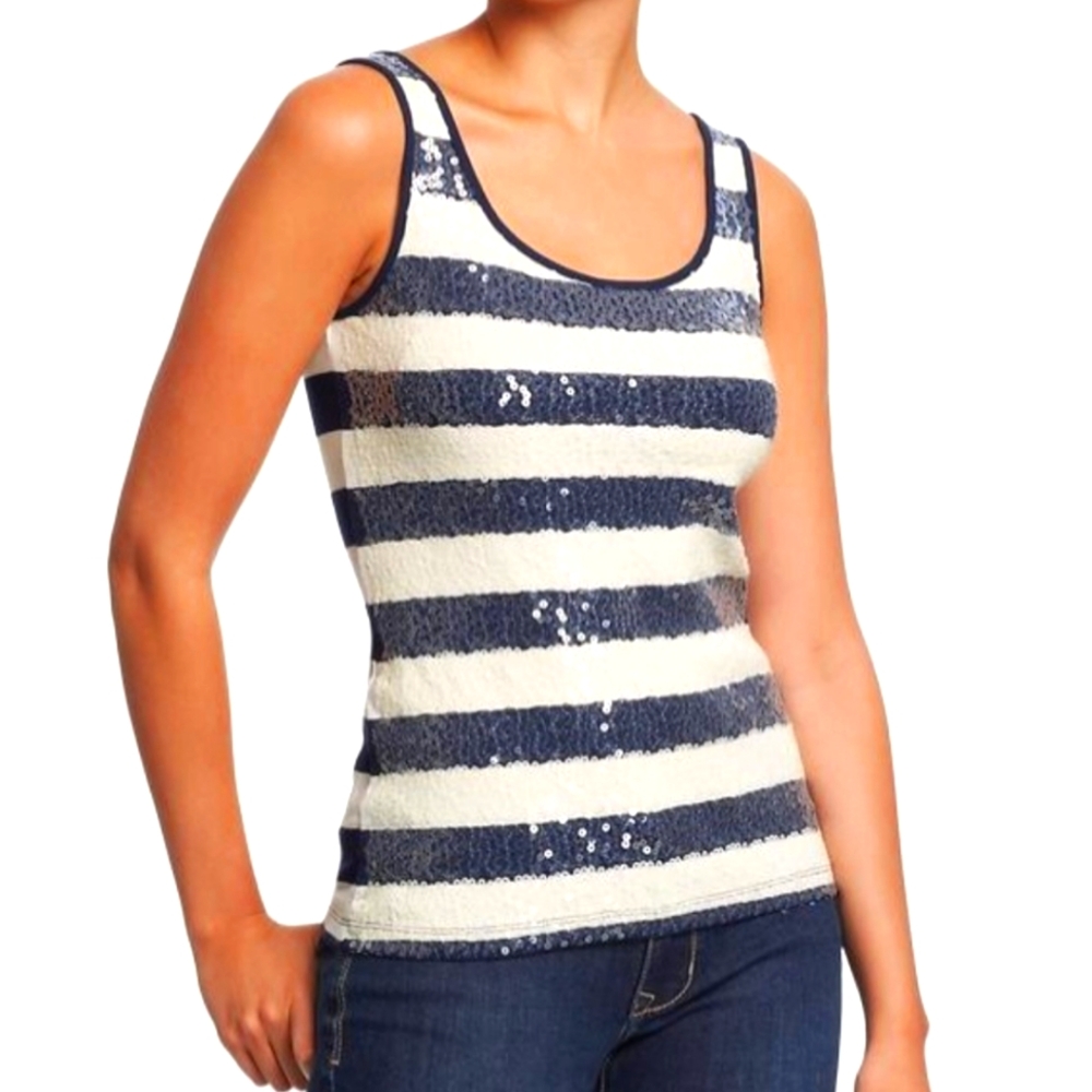 OLD NAVY SAILOR STRIPED SEQUIN TANK TOP size 2X